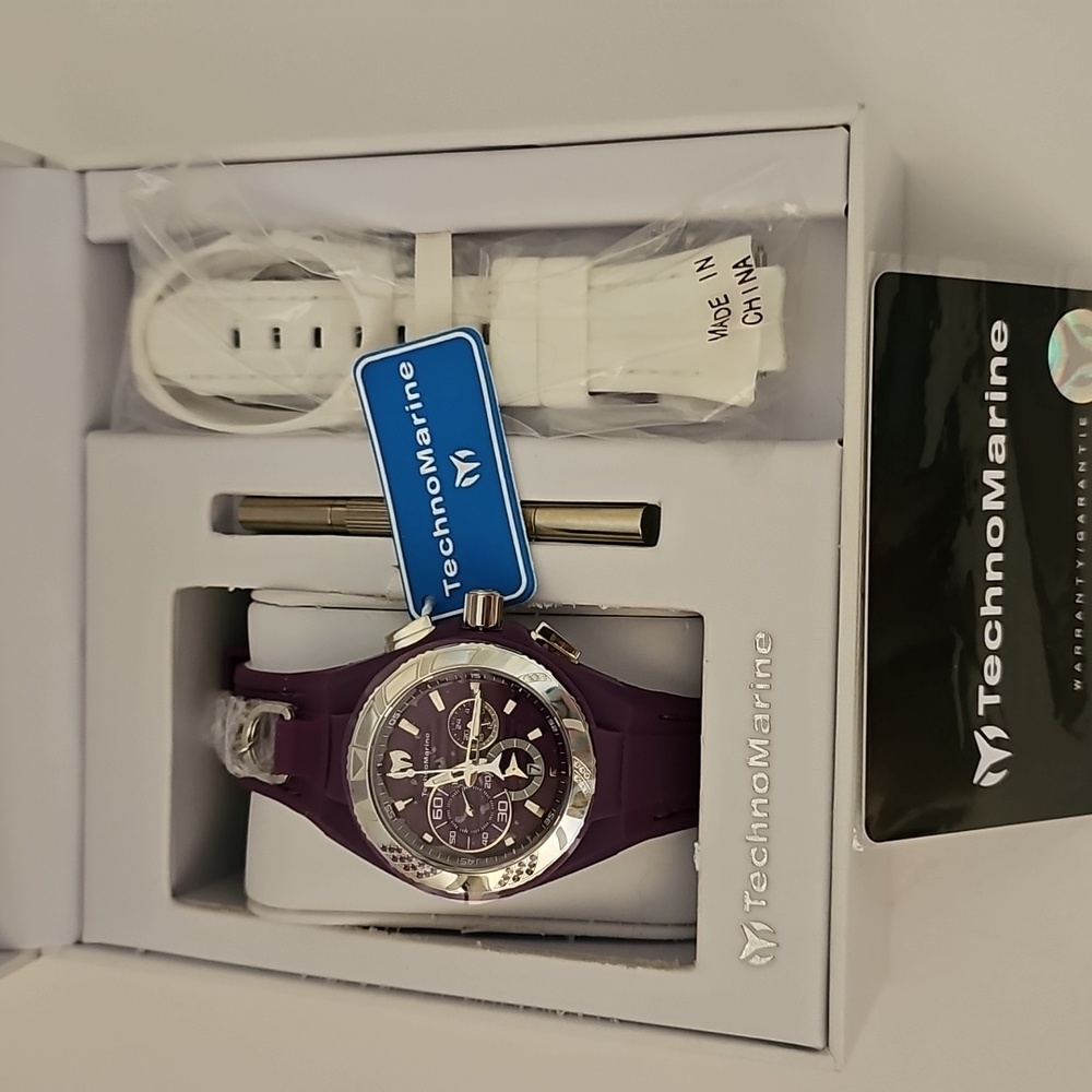 TechnoMarine Cruise Locker Purple Rubber Womens Watch 💜